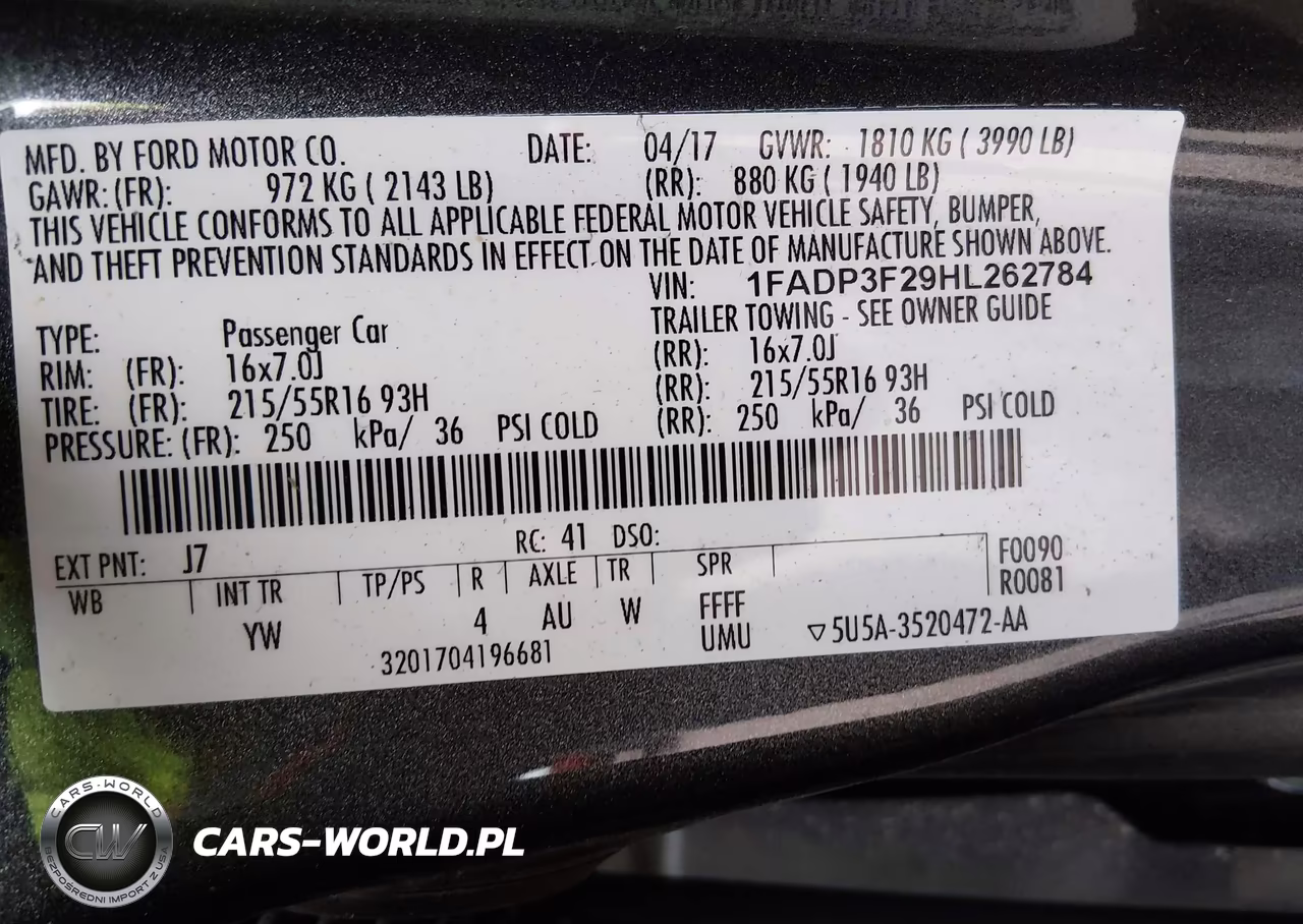 2017 Ford Focus Se VIN:1FADP3F29HL262784 - 9