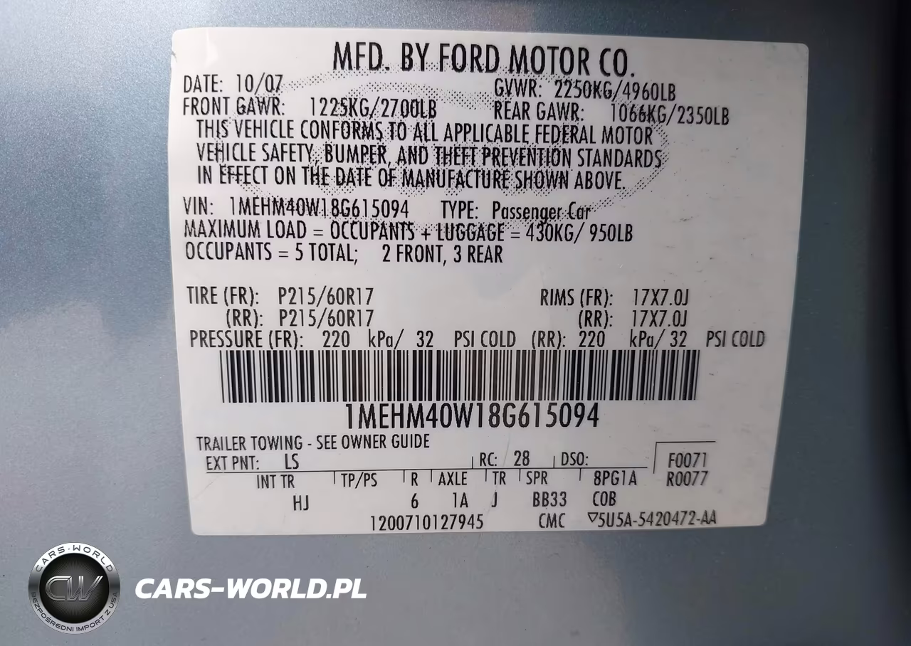 2008 Mercury Sable VIN:1MEHM40W18G615094 - 9