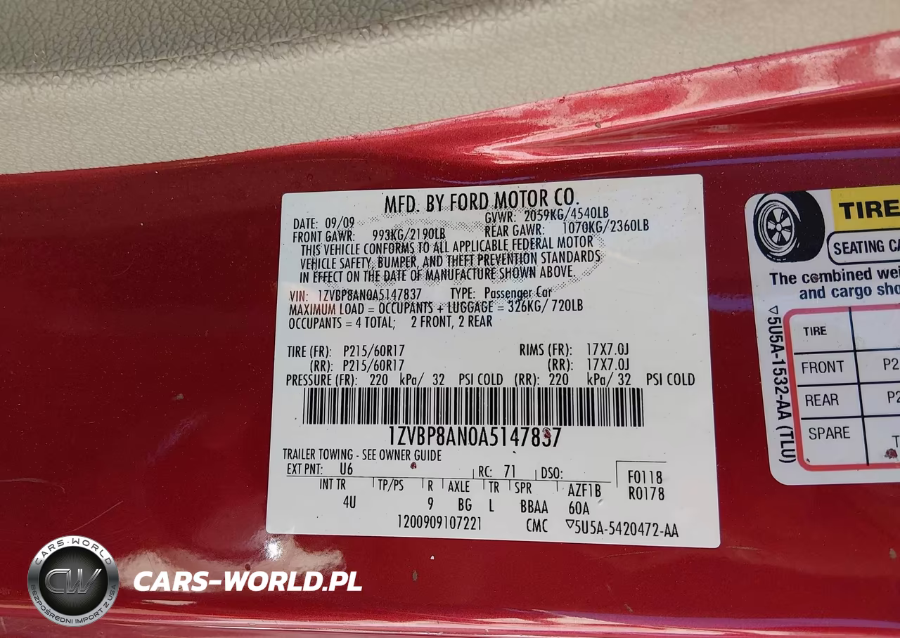 2010 Ford Mustang V6-V6 Premium VIN:1ZVBP8AN0A5147837 - 9