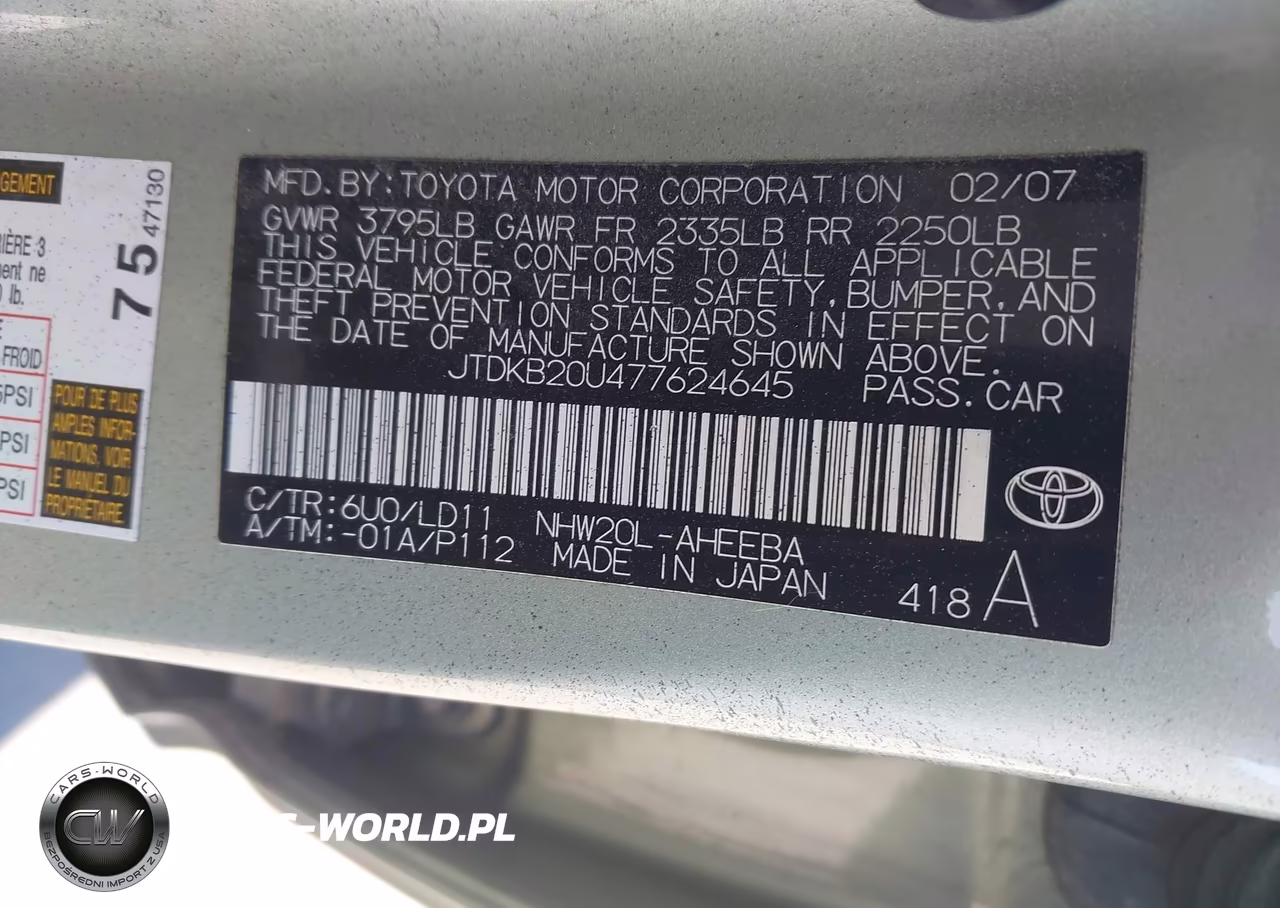 2007 Toyota Prius VIN:JTDKB20U477624645 - 9