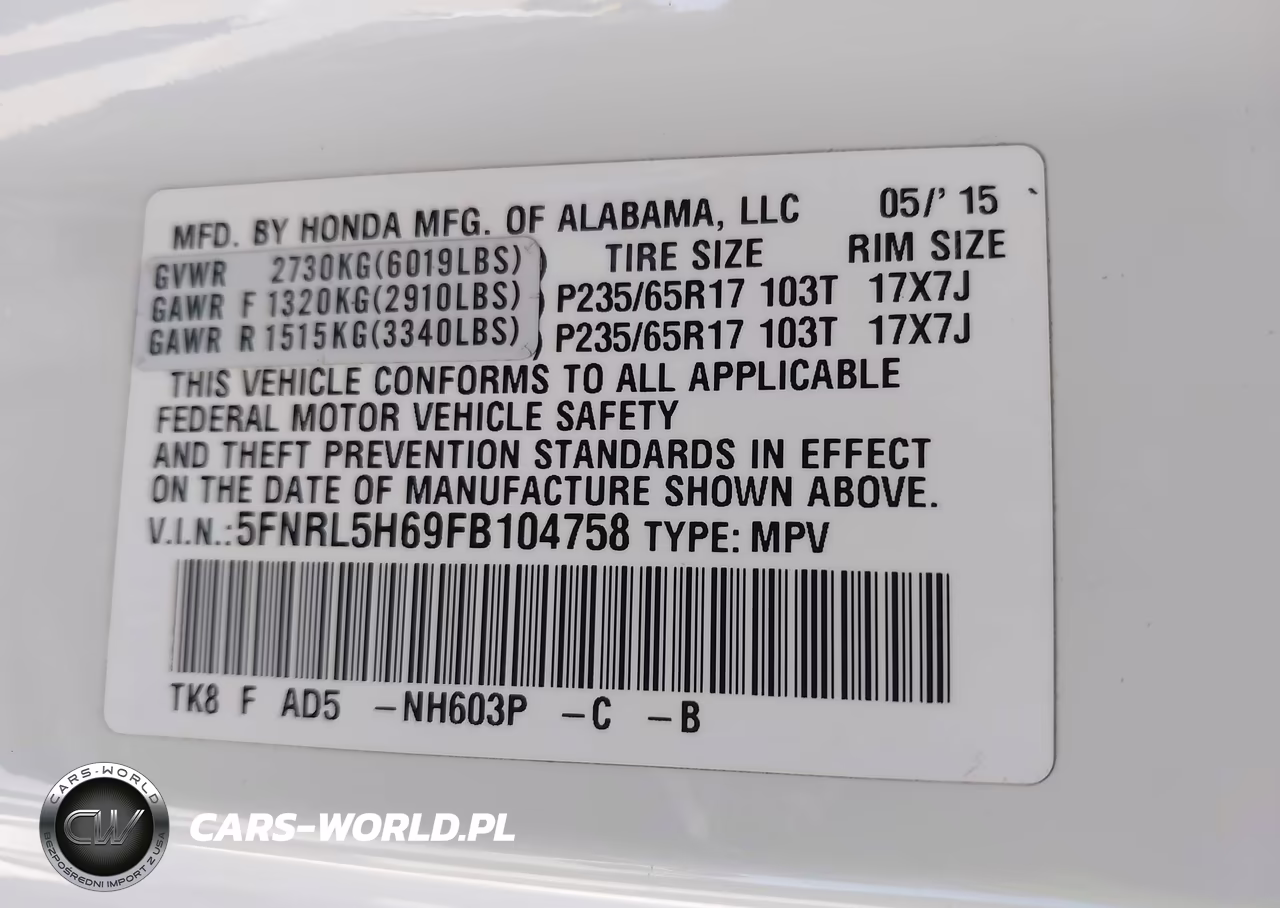 2015 Honda Odyssey Ex-L VIN:5FNRL5H69FB104758 - 9