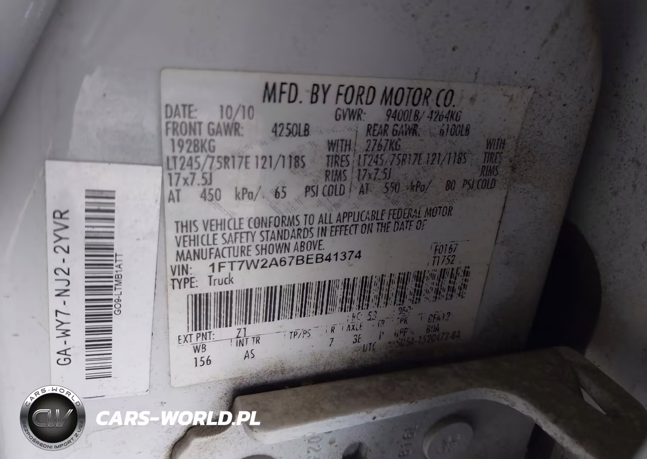 2011 Ford Super Duty F-250 Srw Xl VIN:1FT7W2A67BEB41374 - 9