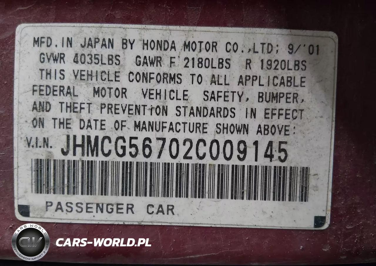 2002 Honda Accord 2.3 Se VIN:JHMCG56702C009145 - 9