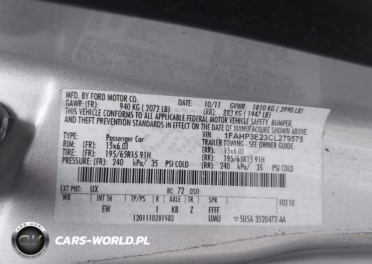 2012 Ford Focus S VIN:1FAHP3E23CL279575 - 9