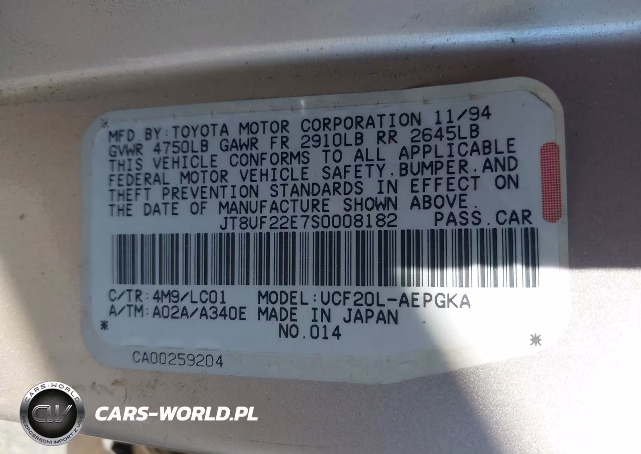1995 Lexus Ls 400 VIN:JT8UF22E7S0008182 - 9