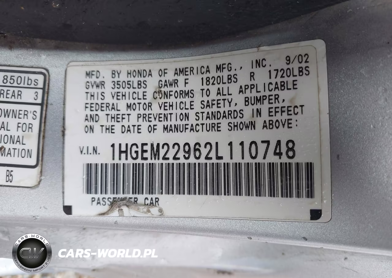 2002 Honda Civic Ex VIN:1HGEM22962L110748 - 9