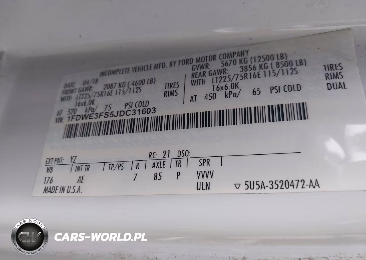 2018 Ford E-350 Cutaway VIN:1FDWE3FS5JDC31603 - 9