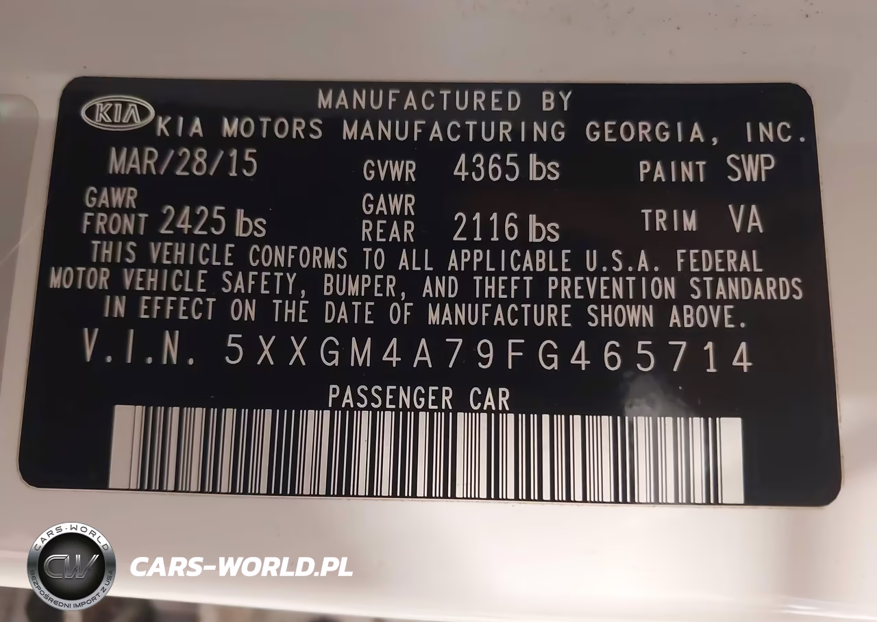 2015 Kia Optima Lx VIN:5XXGM4A79FG465714 - 9