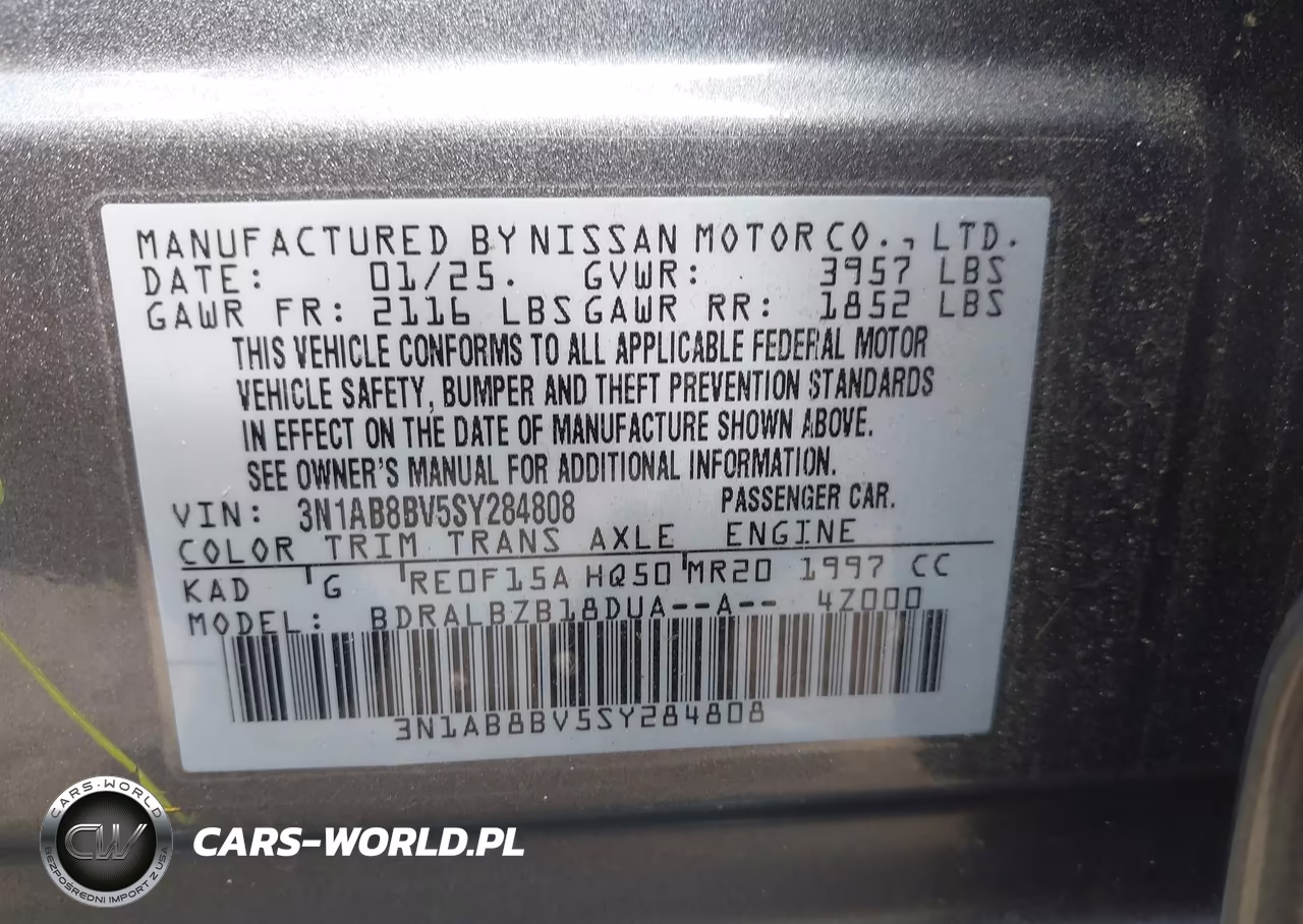 2025 Nissan Sentra S VIN:3N1AB8BV5SY284808 - 9