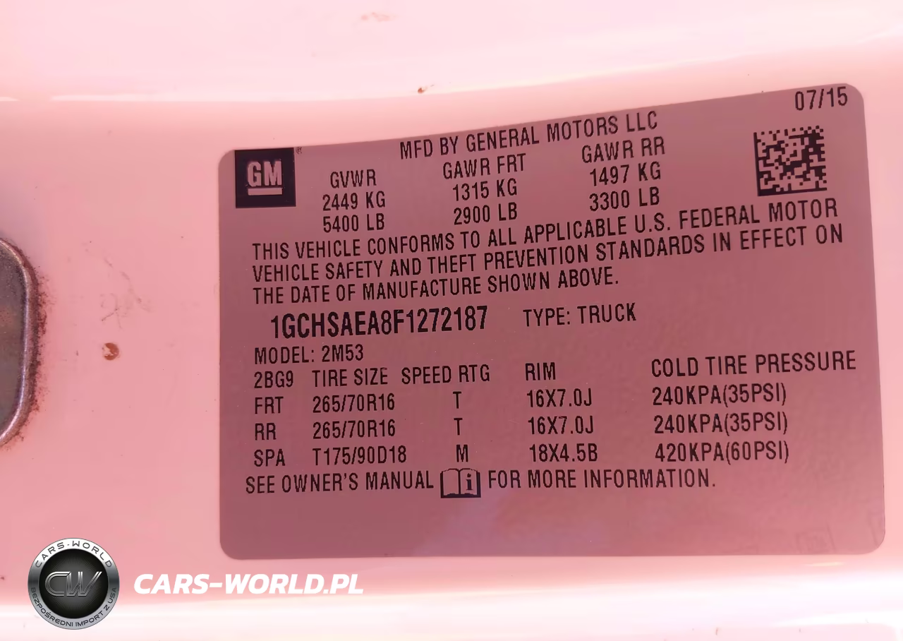 2015 Chevrolet Colorado 2Wd Wt VIN:1GCHSAEA8F1272187 - 9