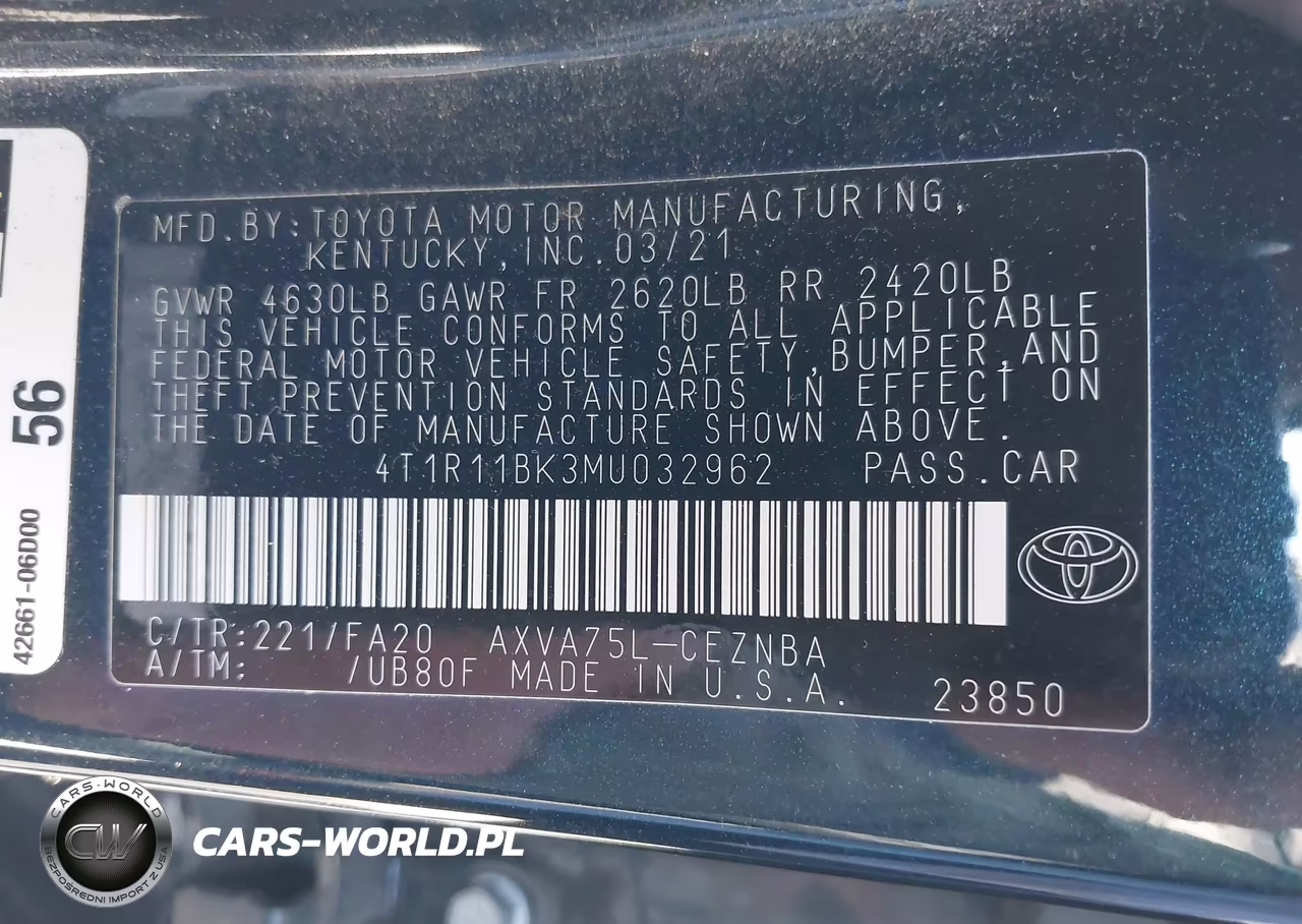 2021 Toyota Camry Le Awd VIN:4T1R11BK3MU032962 - 9