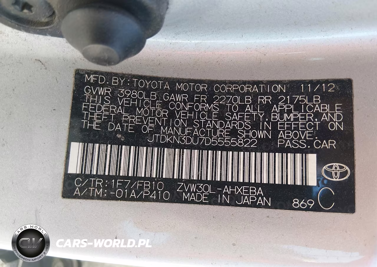 2013 Toyota Prius Two VIN:JTDKN3DU7D5555822 - 9