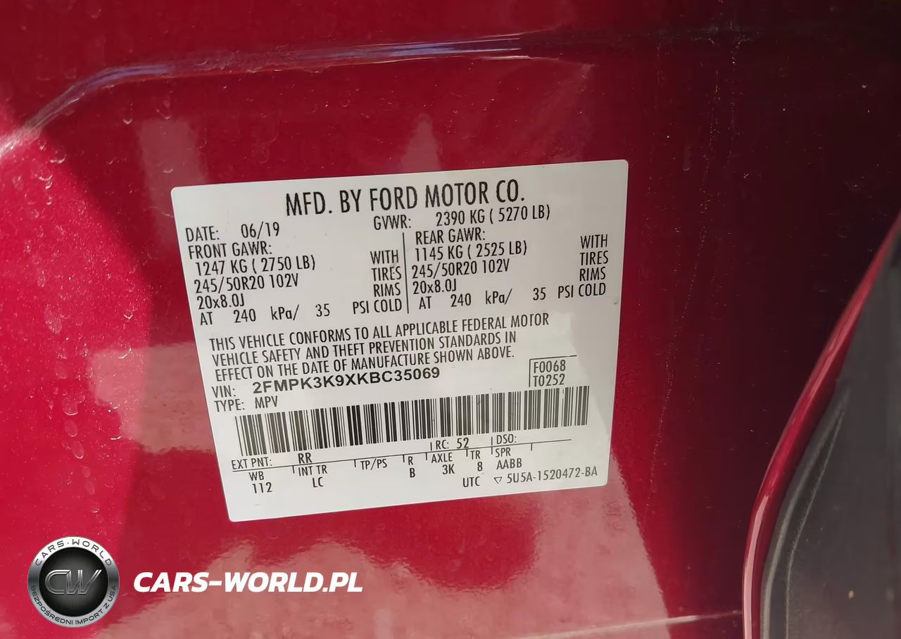 2019 Ford Edge Titanium VIN:2FMPK3K9XKBC35069 - 9