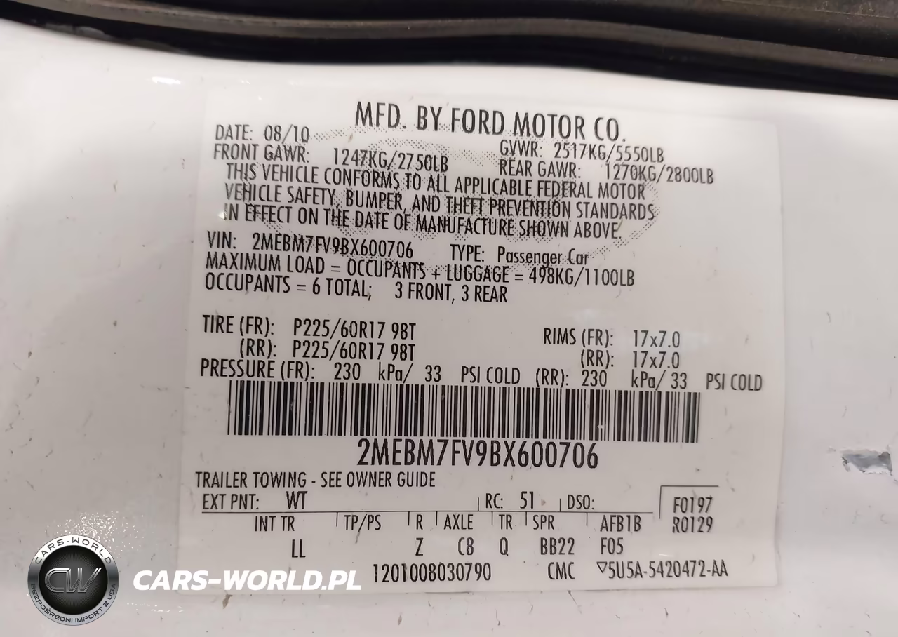 2011 Mercury Grand Marquis Ls (Fleet Only) VIN:2MEBM7FV9BX600706 - 9