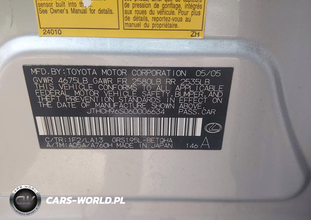 2006 Lexus Gs 300 VIN:JTHCH96S060006634 - 9