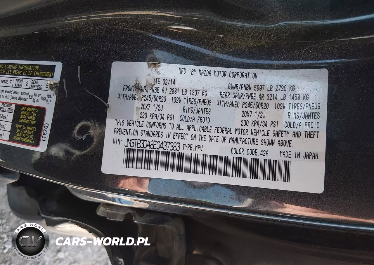 2014 Mazda Cx-9 Grand Touring VIN:JM3TB3DA8E0437383 - 9