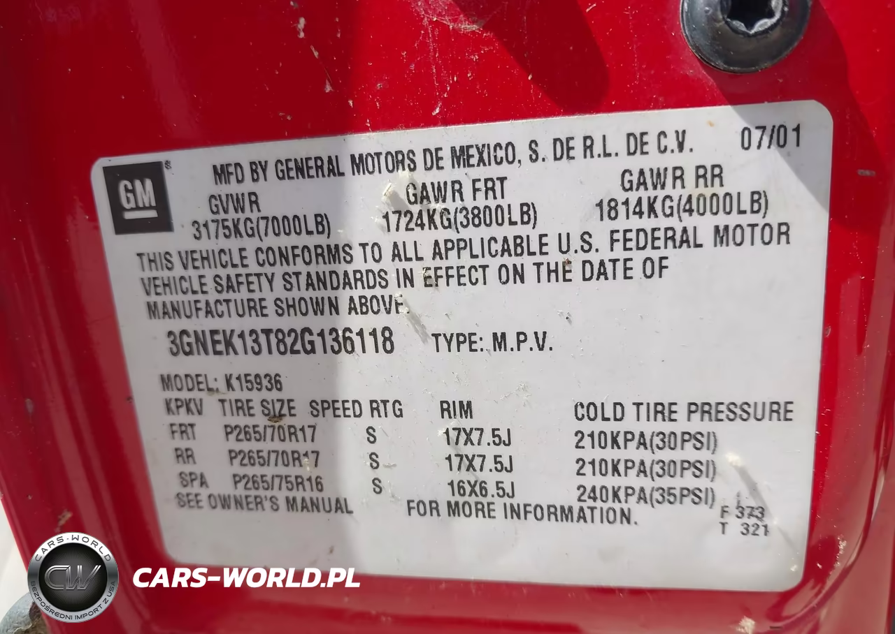 2002 Chevrolet Avalanche 1500 VIN:3GNEK13T82G136118 - 9