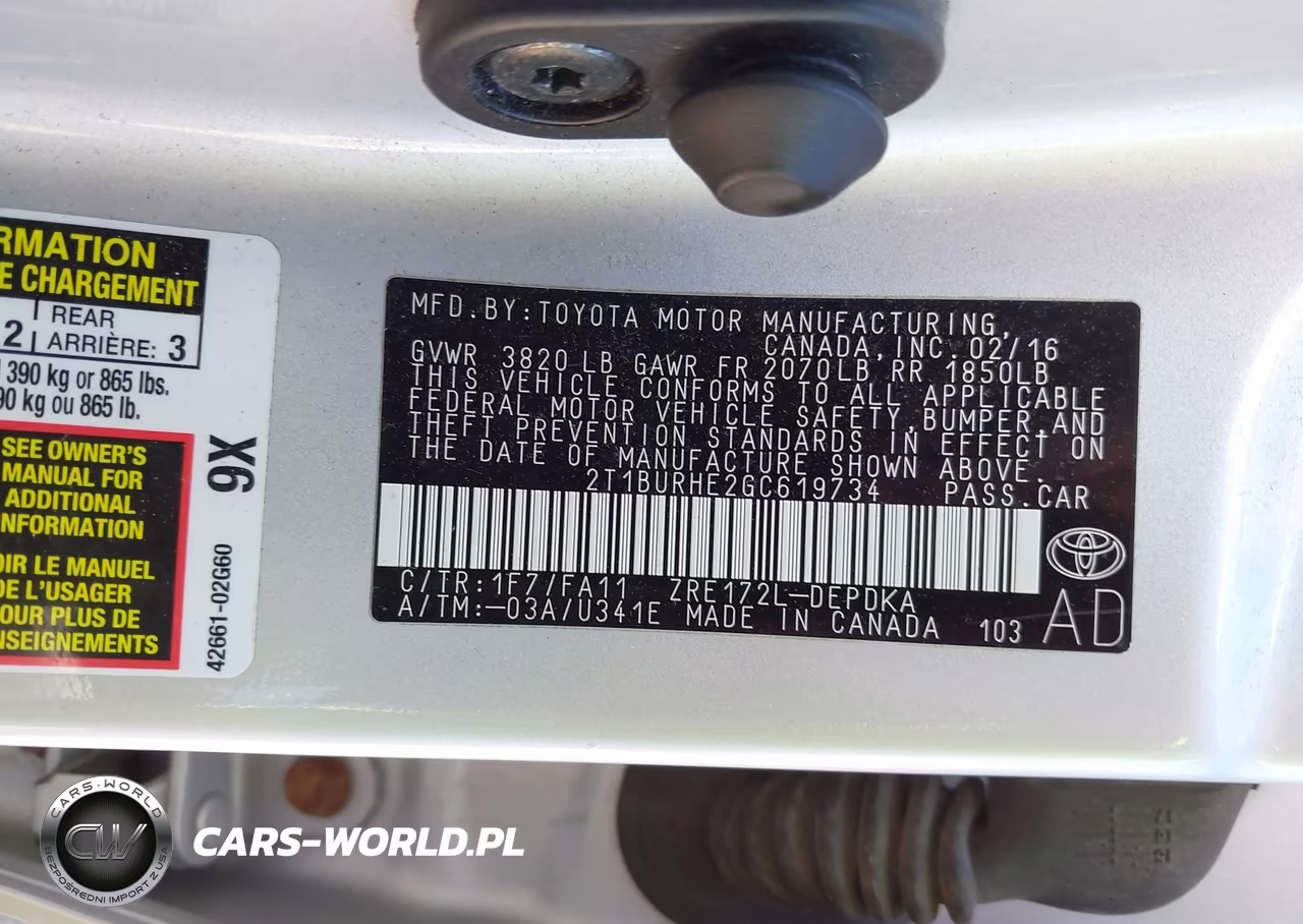 2016 Toyota Corolla L VIN:2T1BURHE2GC619734 - 9