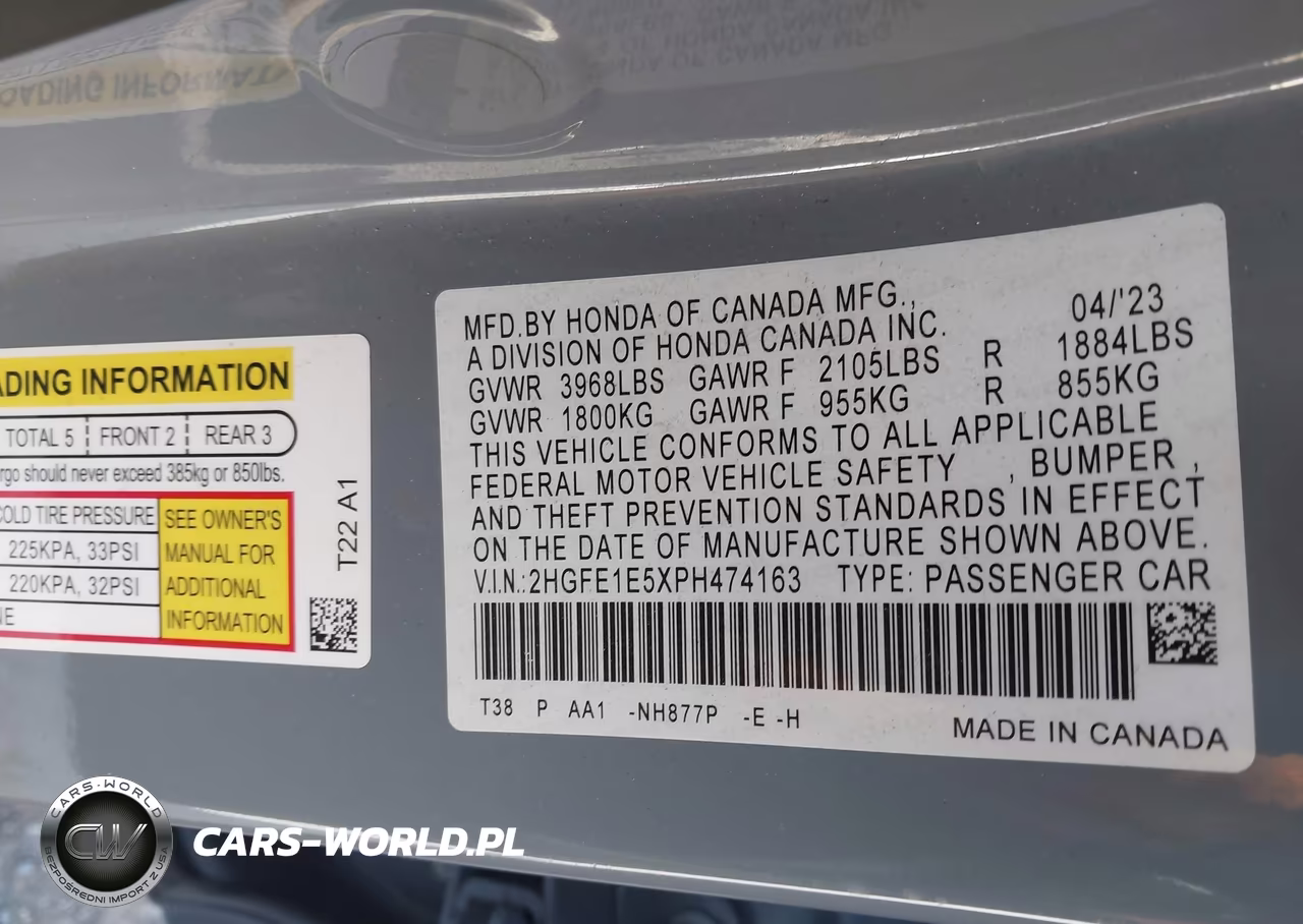 2023 Honda Civic Si Sedan VIN:2HGFE1E5XPH474163 - 9