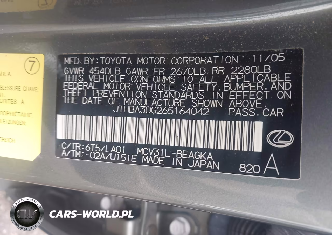 2006 Lexus Es 330 VIN:JTHBA30G265164042 - 9