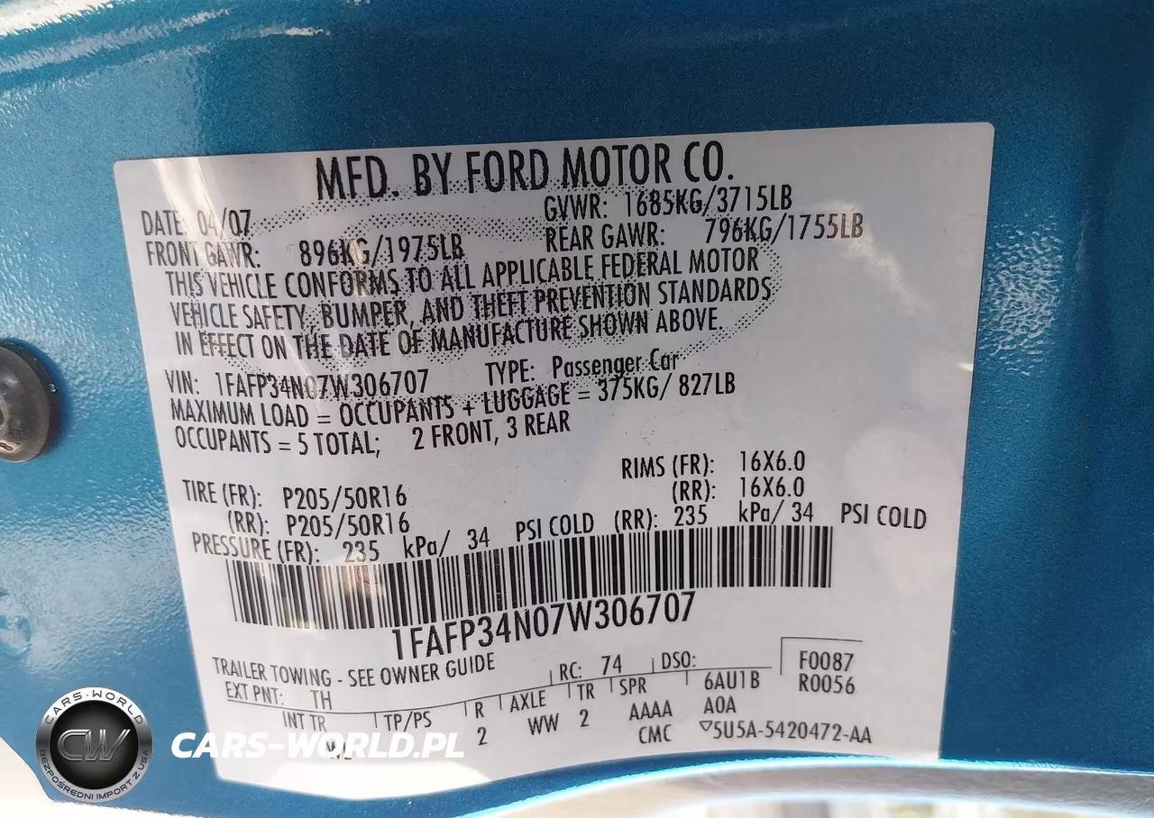 2007 Ford Focus S-Se-Ses VIN:1FAFP34N07W306707 - 9