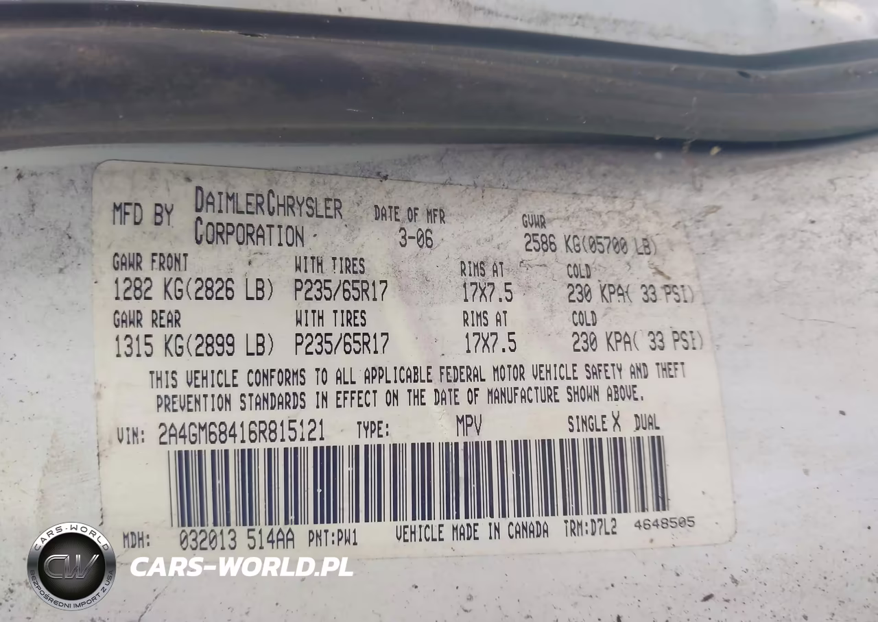 2006 Chrysler Pacifica Touring VIN:2A4GM68416R815121 - 9