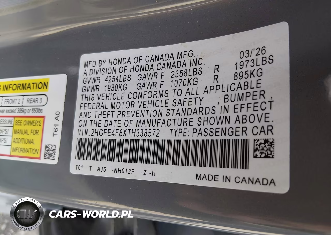 2026 Honda Civic Hybrid Sport-Sport Touring VIN:2HGFE4F8XTH338572 - 9