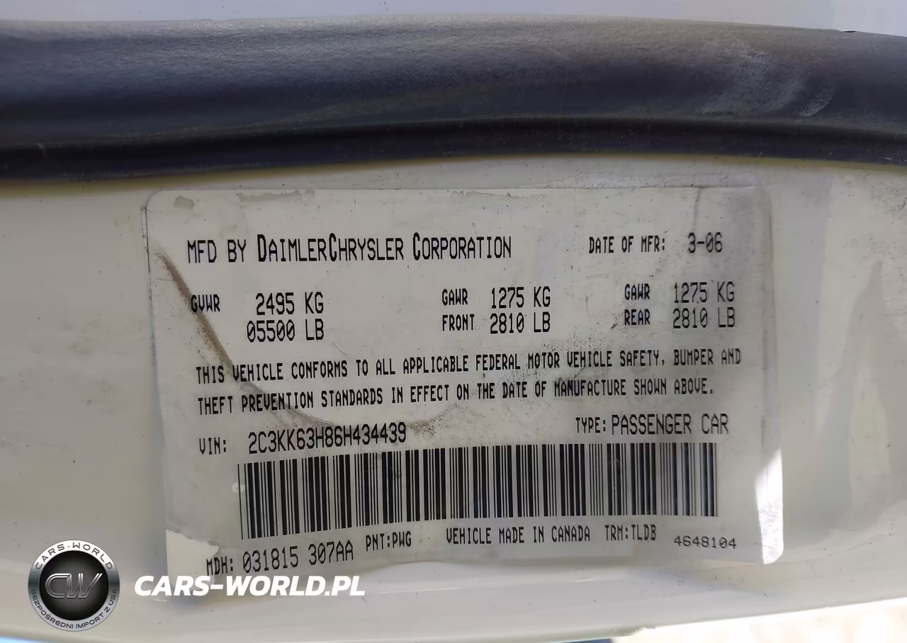 2006 Chrysler 300C VIN:2C3KK63H86H434439 - 9