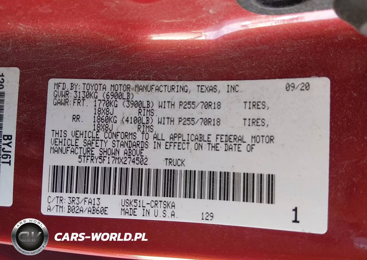 2021 Toyota Tundra Sr VIN:5TFRY5F17MX274502 - 9