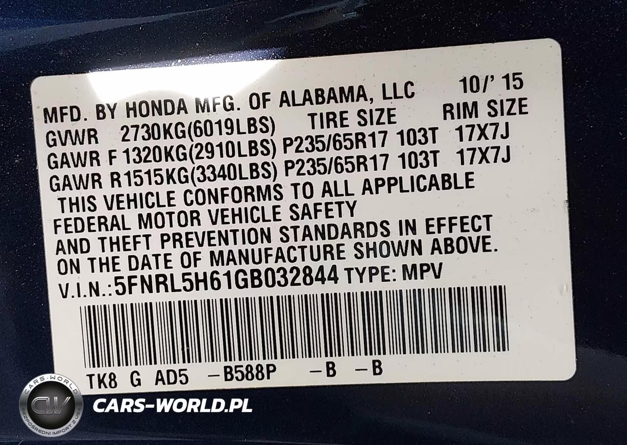 2016 Honda Odyssey Ex-L VIN:5FNRL5H61GB032844 - 9