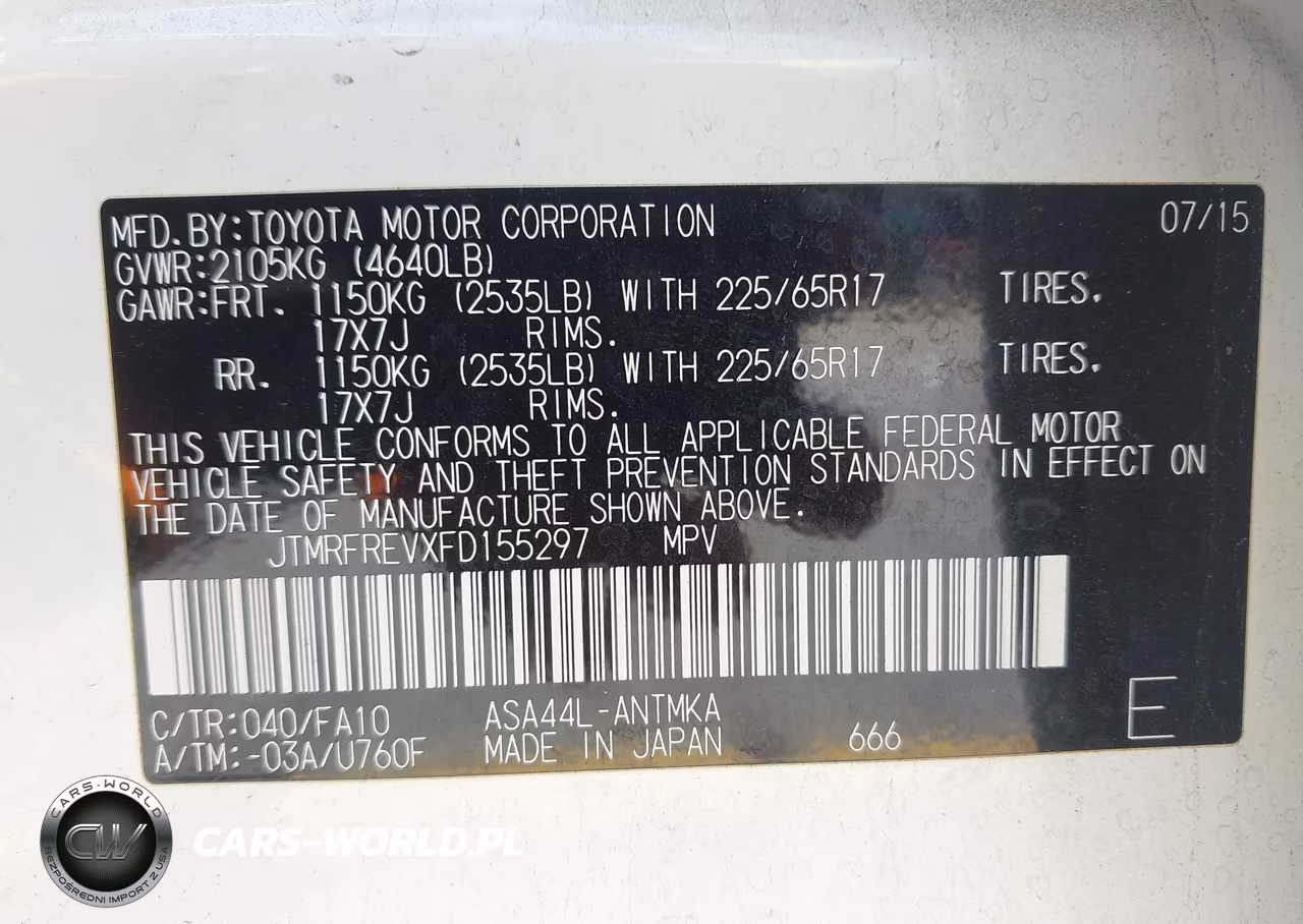 2015 Toyota Rav4 Xle VIN:JTMRFREVXFD155297 - 9