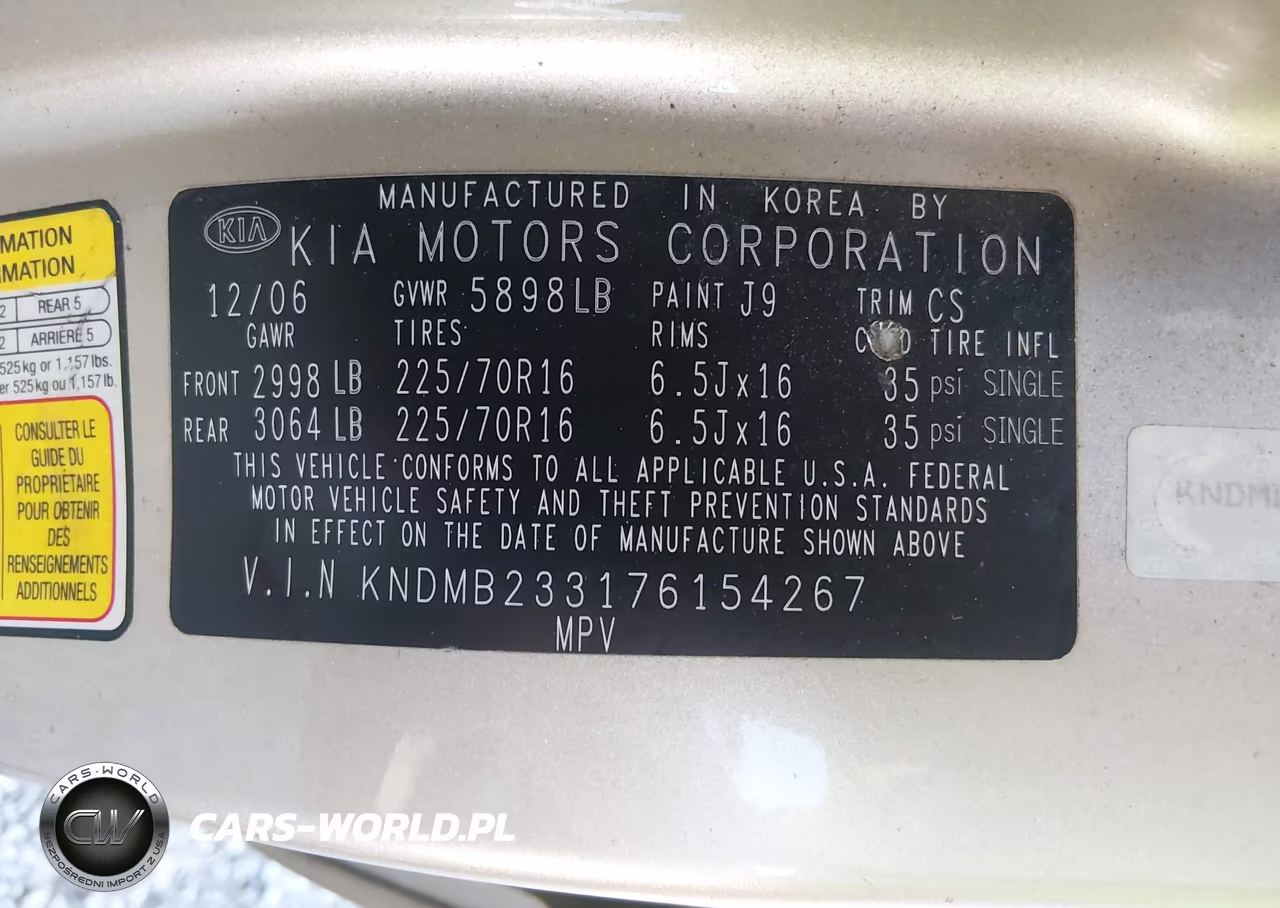 2007 Kia Sedona Lx VIN:KNDMB233176154267 - 9