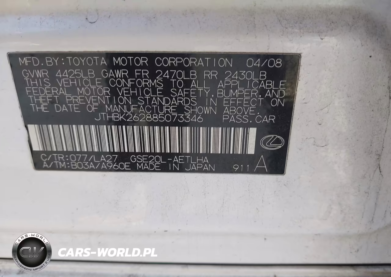 2008 Lexus Is 250 VIN:JTHBK262885073346 - 9
