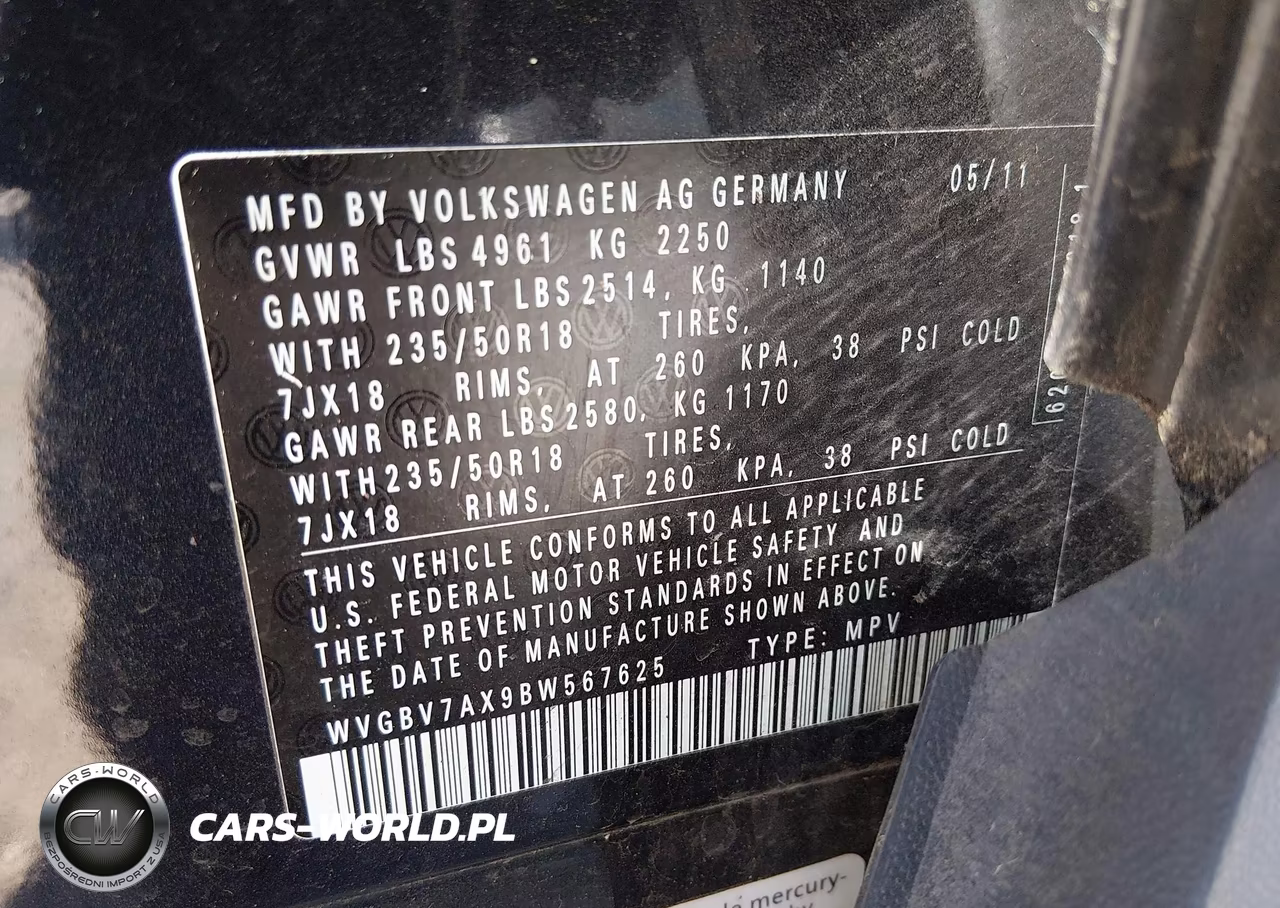 2011 Volkswagen Tiguan Sel VIN:WVGBV7AX9BW567625 - 9