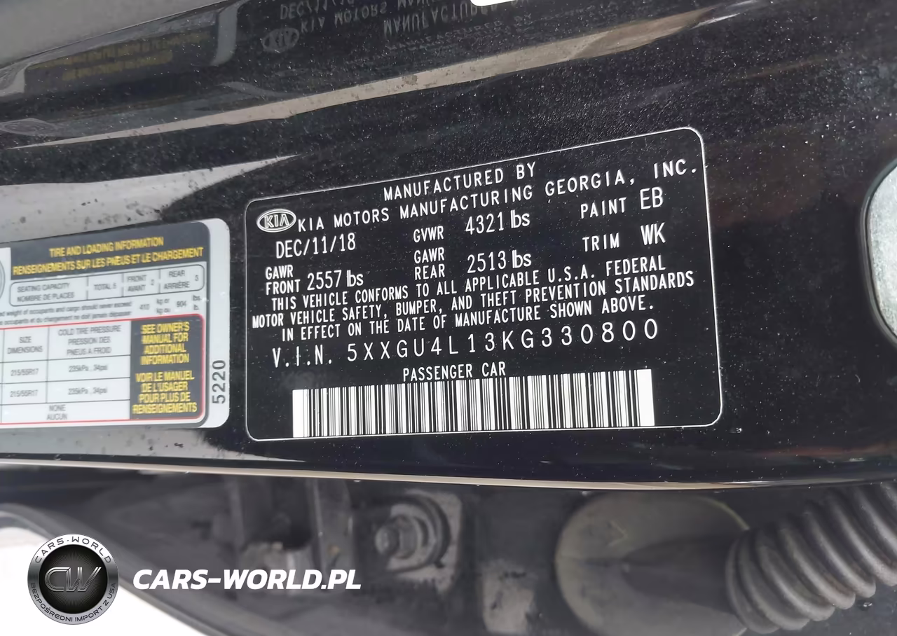 2019 Kia Optima Ex VIN:5XXGU4L13KG330800 - 9