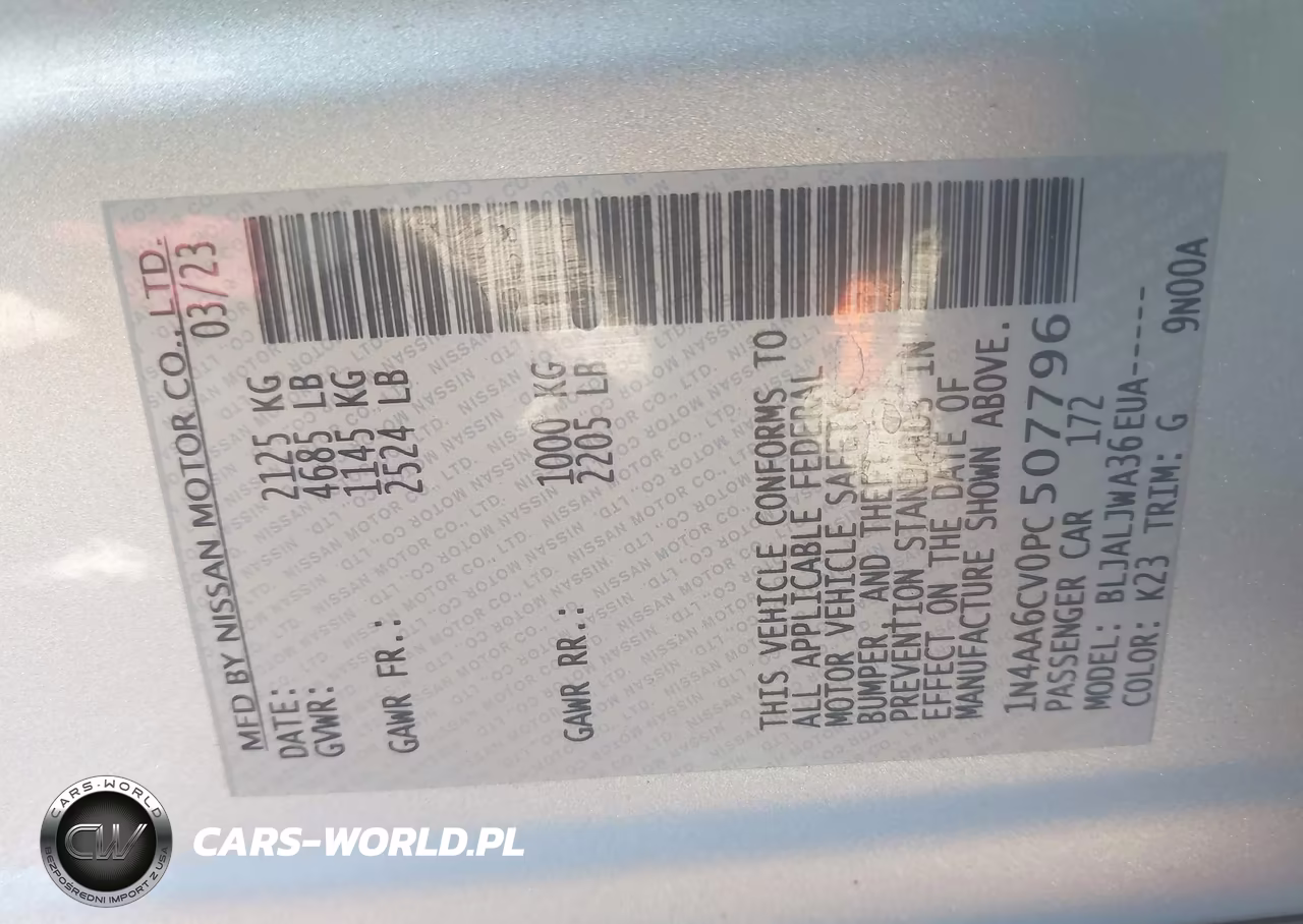 2023 Nissan Maxima Sv Xtronic Cvt VIN:1N4AA6CV0PC507796 - 9