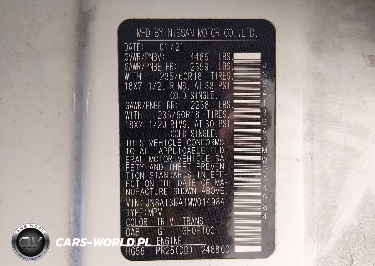 2021 Nissan Rogue Sv Fwd VIN:JN8AT3BA1MW014984 - 9