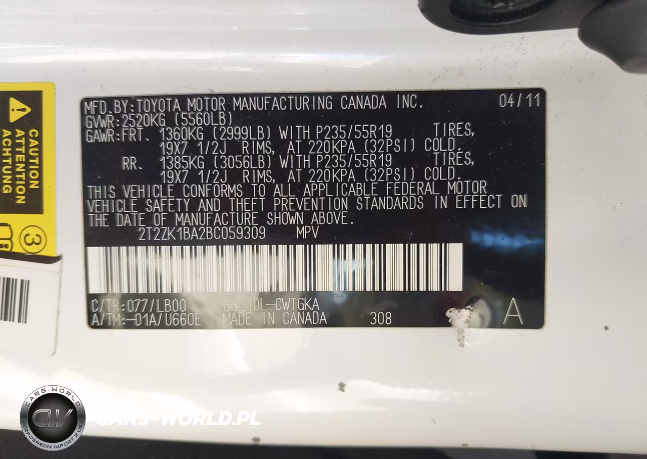 2011 Lexus Rx 350 VIN:2T2ZK1BA2BC059309 - 9