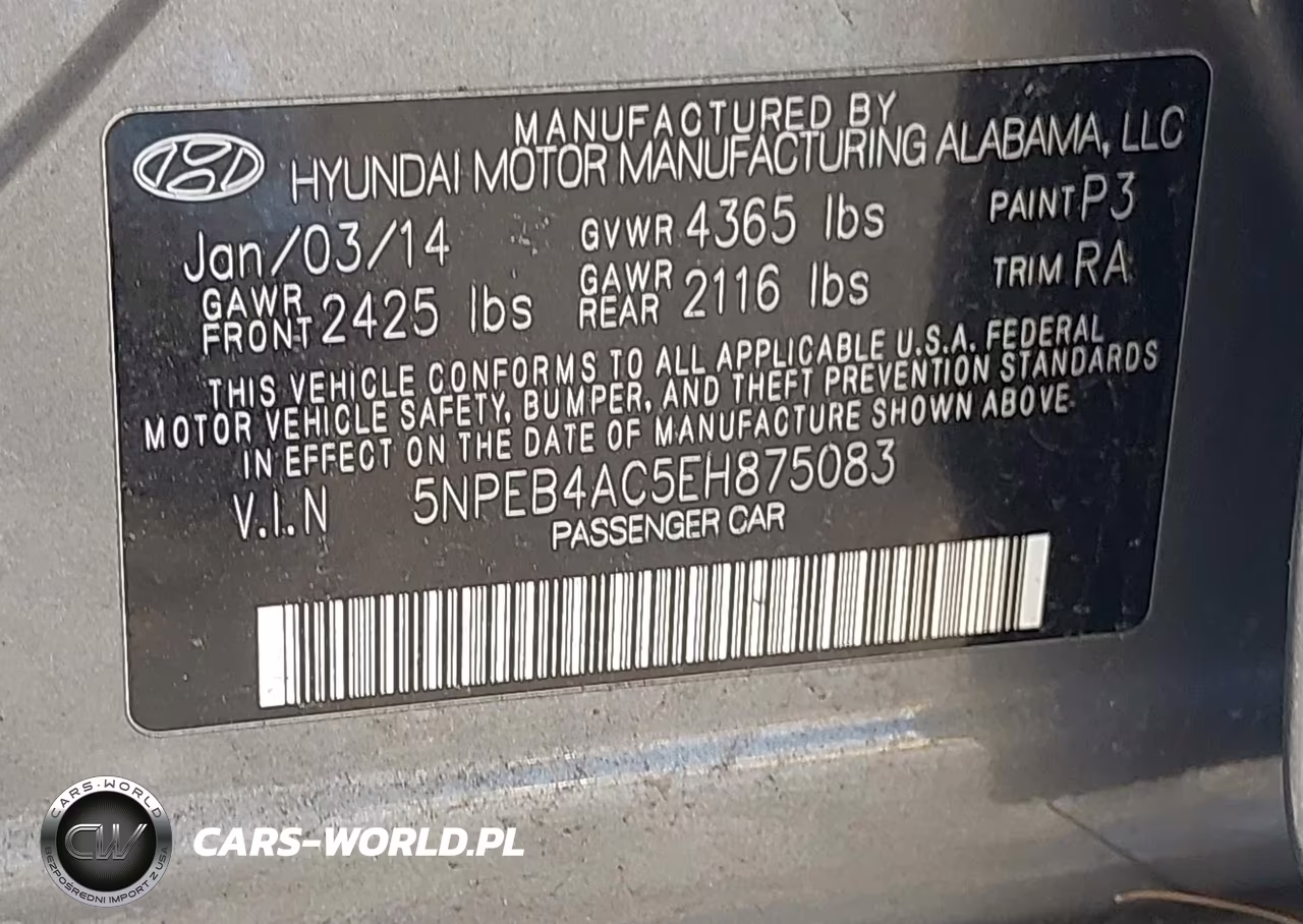 2014 Hyundai Sonata Gls VIN:5NPEB4AC5EH875083 - 9