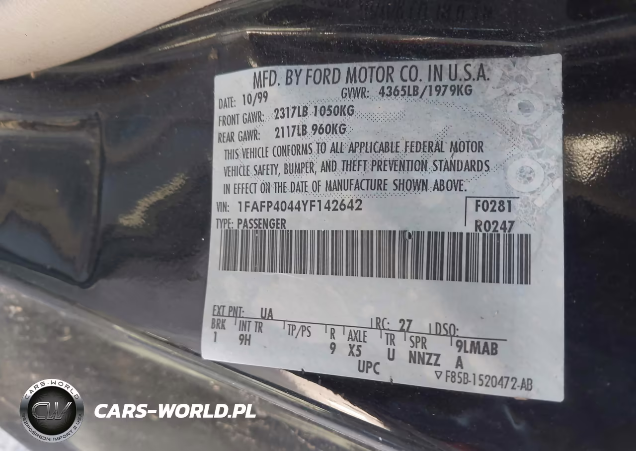 2000 Ford Mustang VIN:1FAFP4044YF142642 - 9