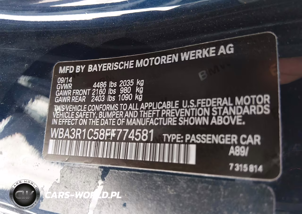 2015 BMW 435I VIN:WBA3R1C58FF774581 - 9
