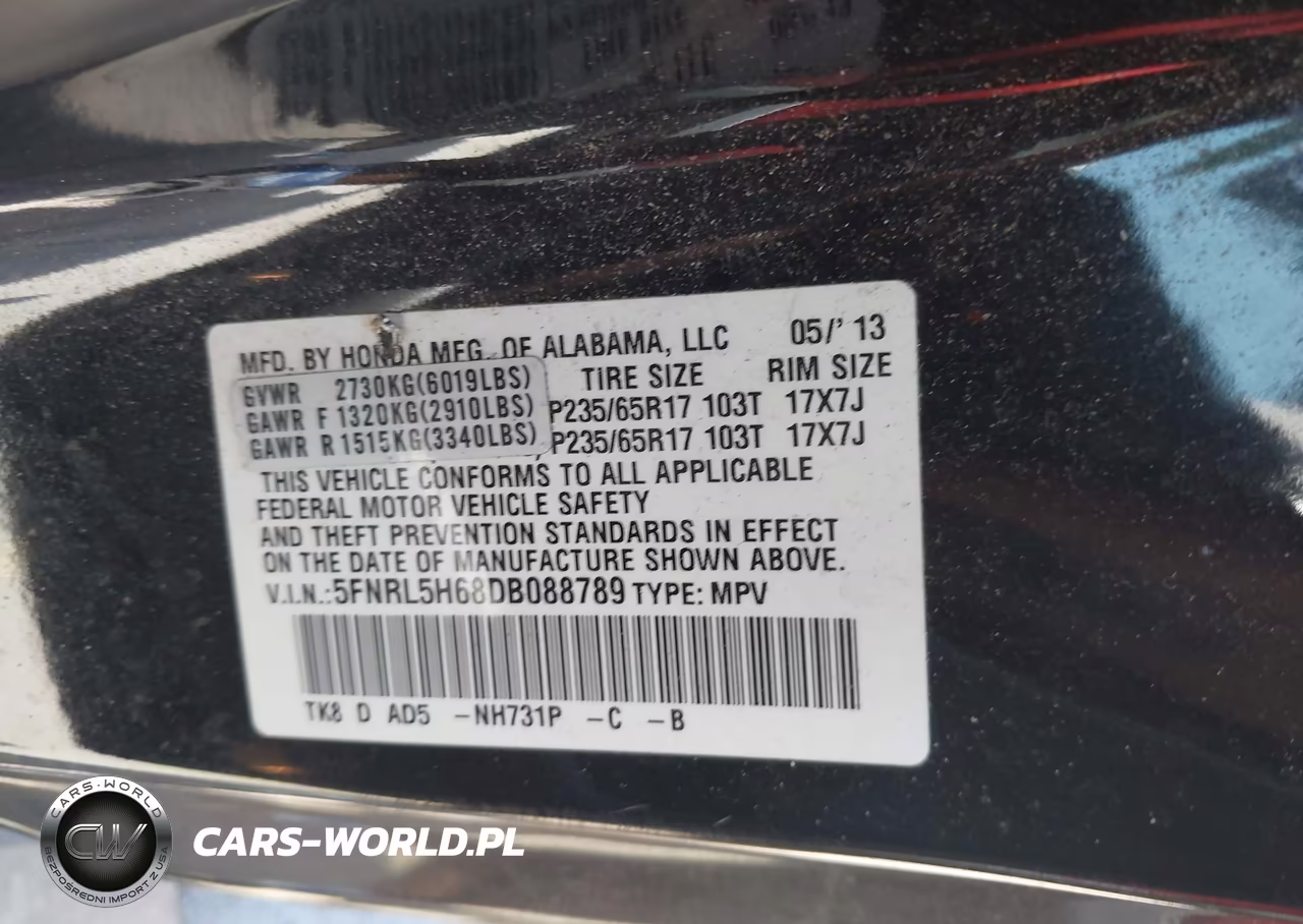 2013 Honda Odyssey Ex-L VIN:5FNRL5H68DB088789 - 9