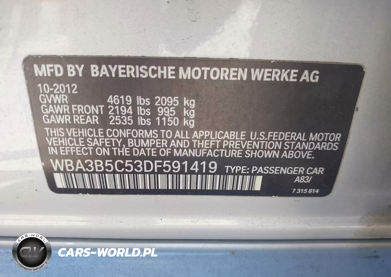 2013 BMW 328I xDrive VIN:WBA3B5C53DF591419 - 9