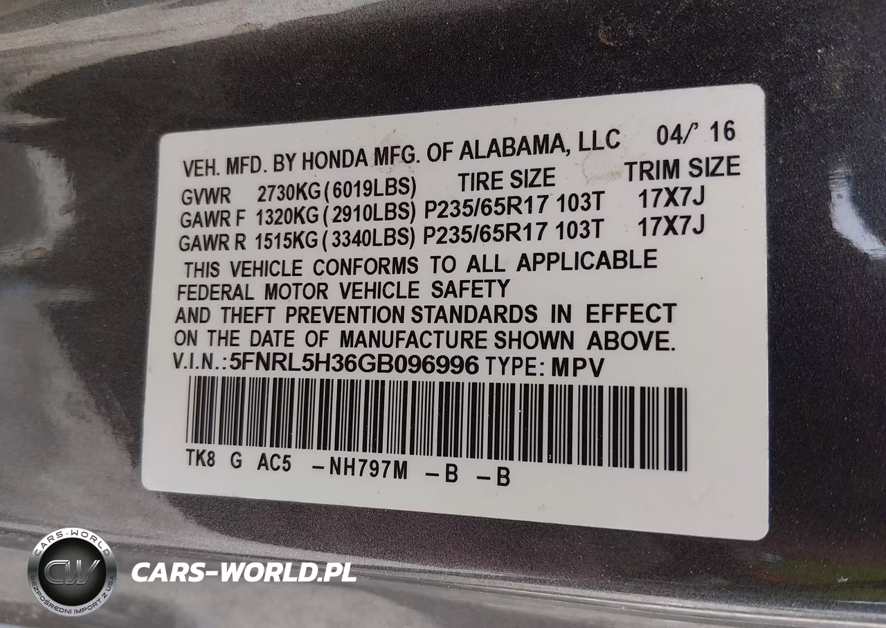 2016 Honda Odyssey Se VIN:5FNRL5H36GB096996 - 9