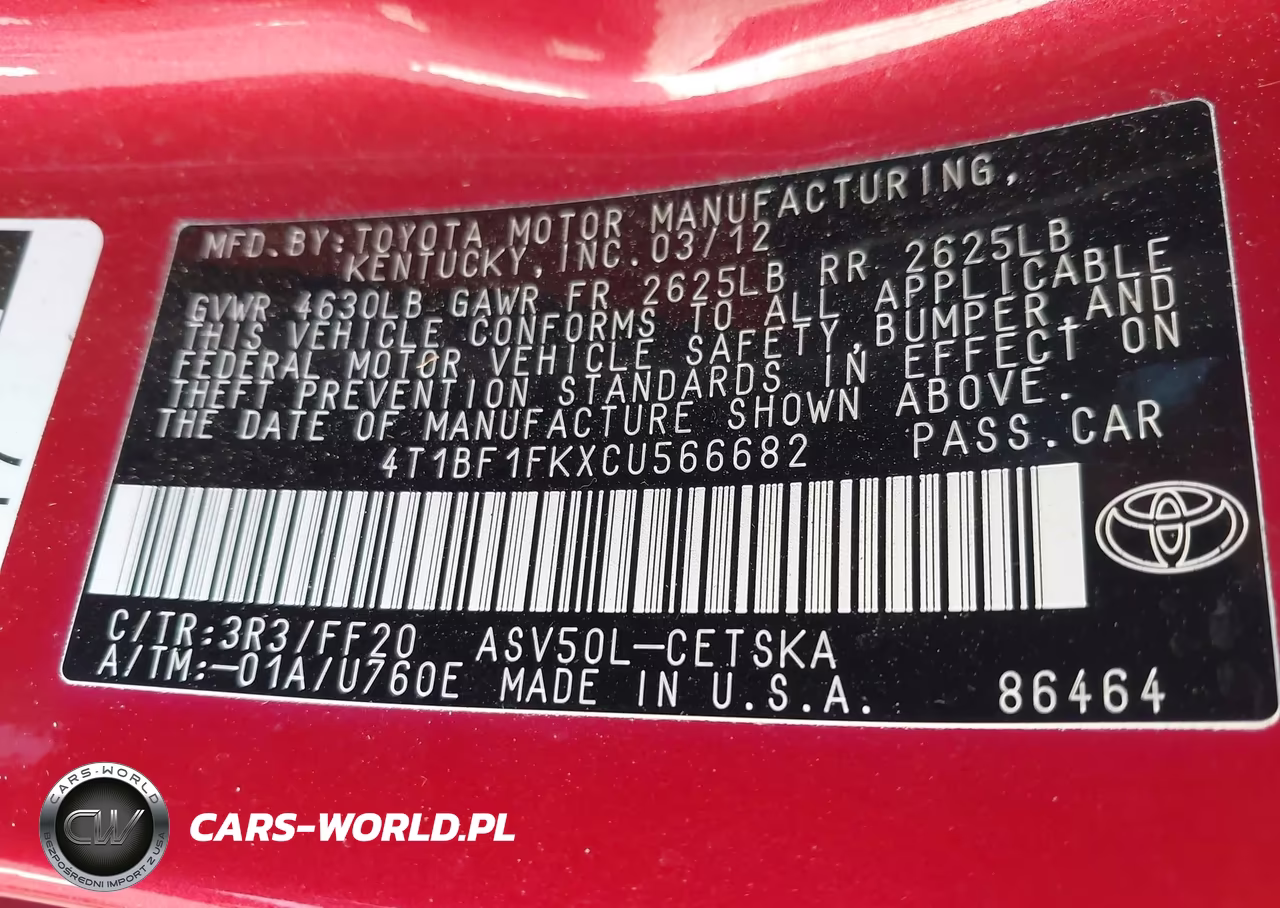2012 Toyota Camry Se VIN:4T1BF1FKXCU566682 - 9