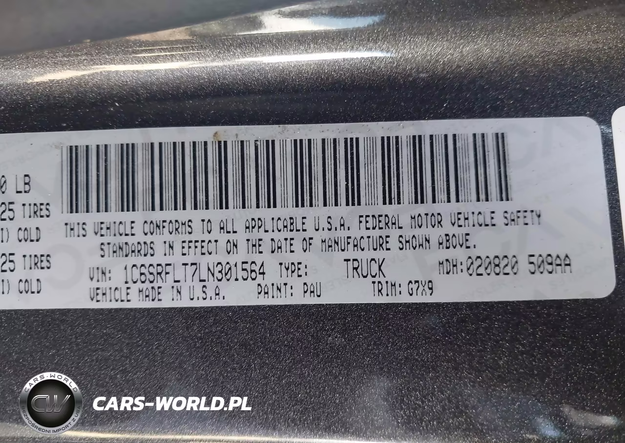 2020 Ram 1500 Rebel 4X4 5'7 Box VIN:1C6SRFLT7LN301564 - 9