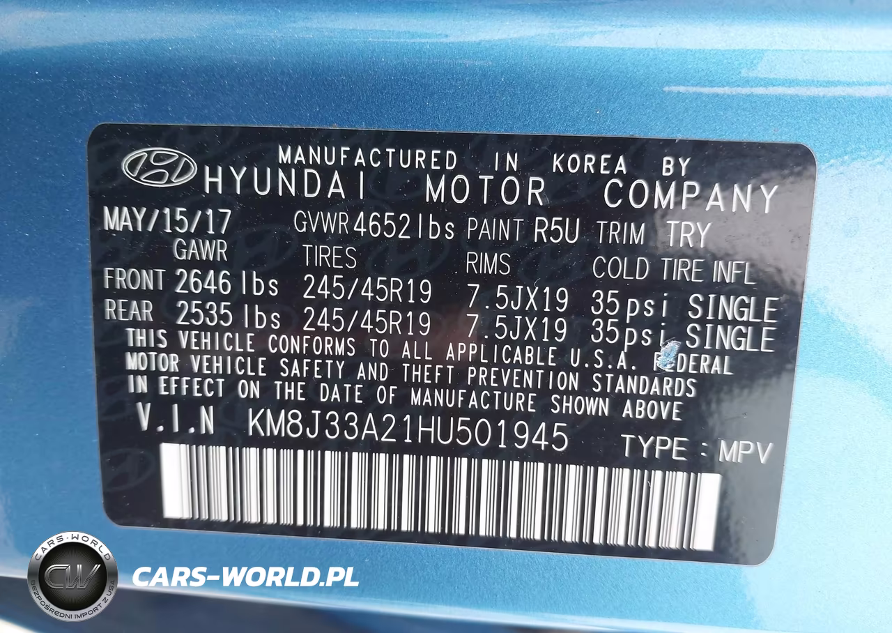 2017 Hyundai Tucson Sport VIN:KM8J33A21HU501945 - 9