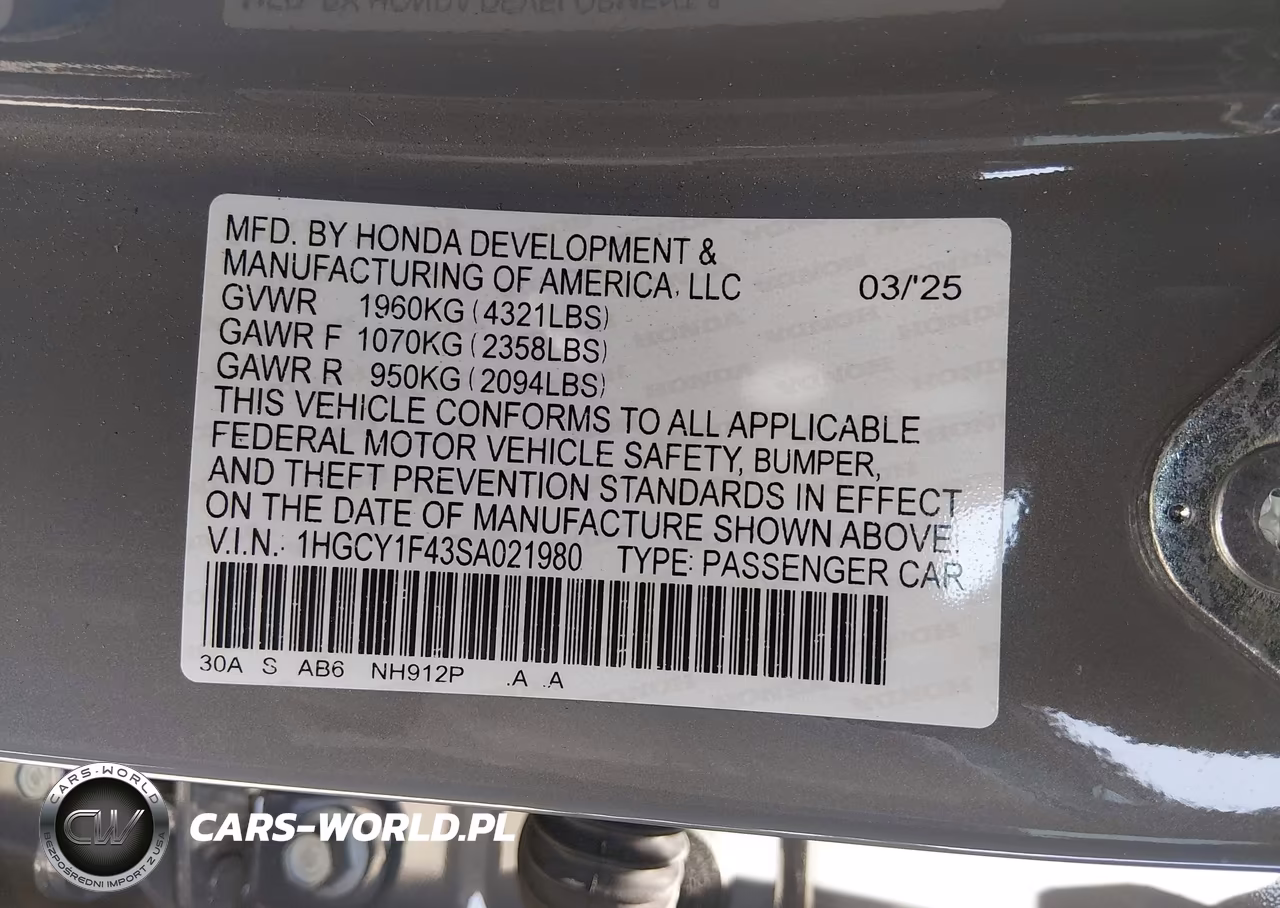 2025 Honda Accord Se VIN:1HGCY1F43SA021980 - 9
