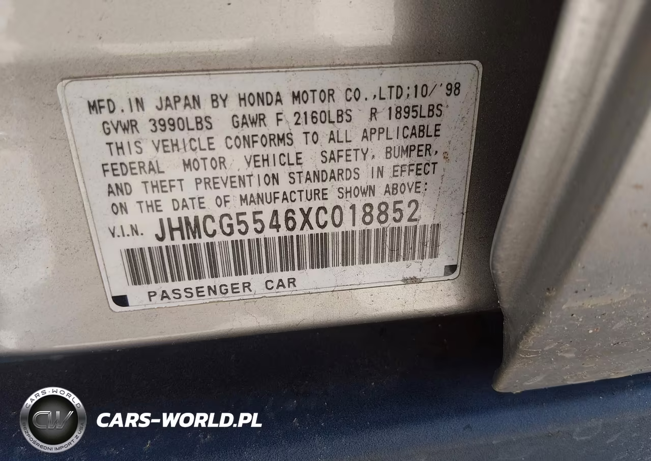 1999 Honda Accord Lx VIN:JHMCG5546XC018852 - 9