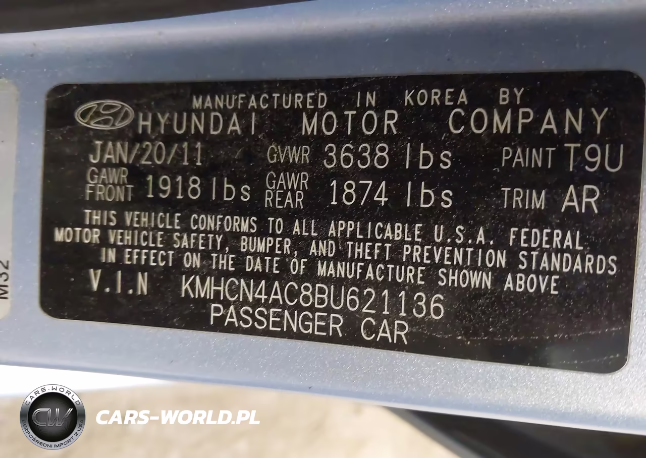 2011 Hyundai Accent Gls VIN:KMHCN4AC8BU621136 - 9